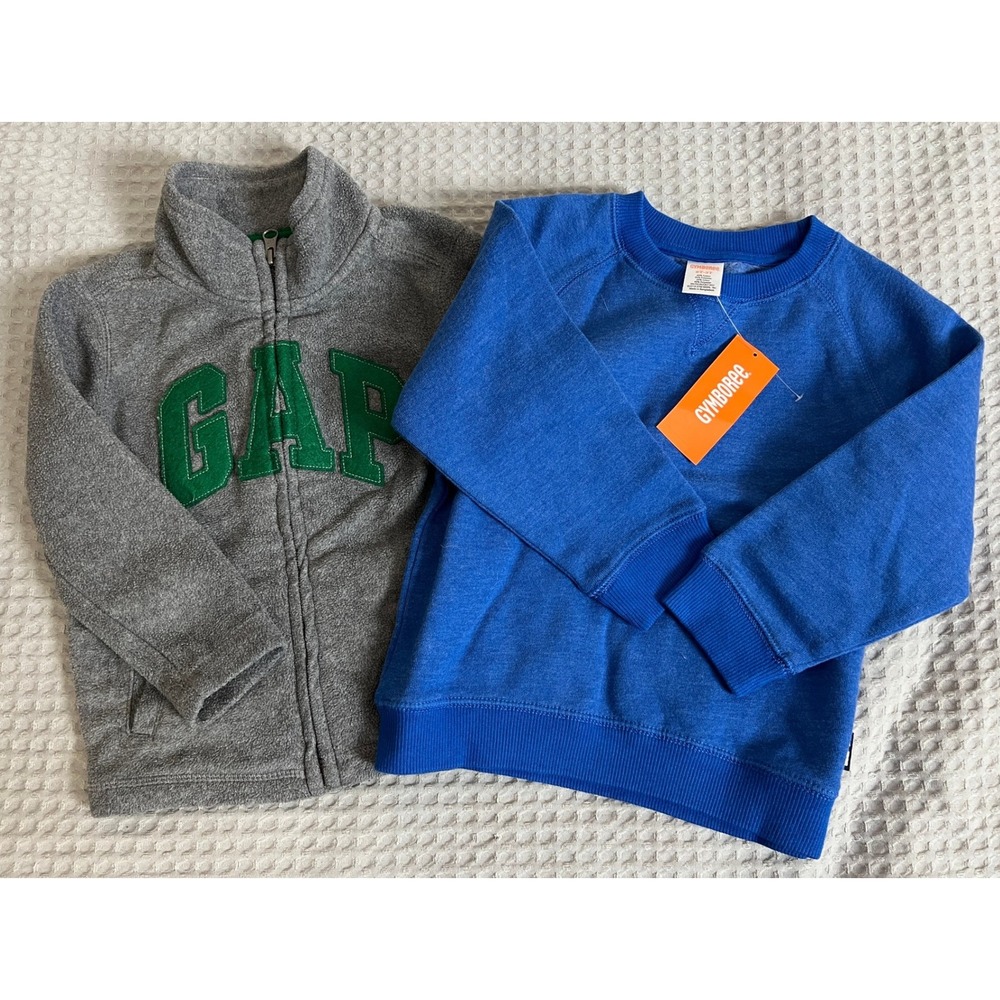 Gymboree Blue Sweatshirt NWT & Baby Gap Gray Fleece Zip Jacket Lot 2T 3T Kids